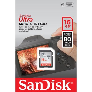 (ของแท้จากศูนย์ไทย) SanDisk Ultra SD Card 16G/32G Class 10  16G Speed 80MB/s | Speed 32G 180MB/s
