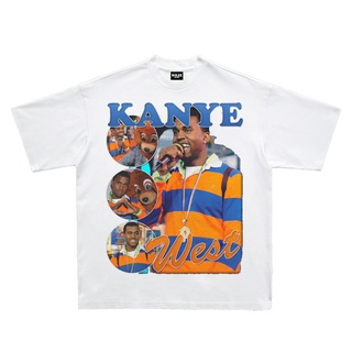 Kanye West เสื้อยืดลําลอง แขนสั้น ทรงหลวม สไตล์ฮิปฮอป วินเทจ