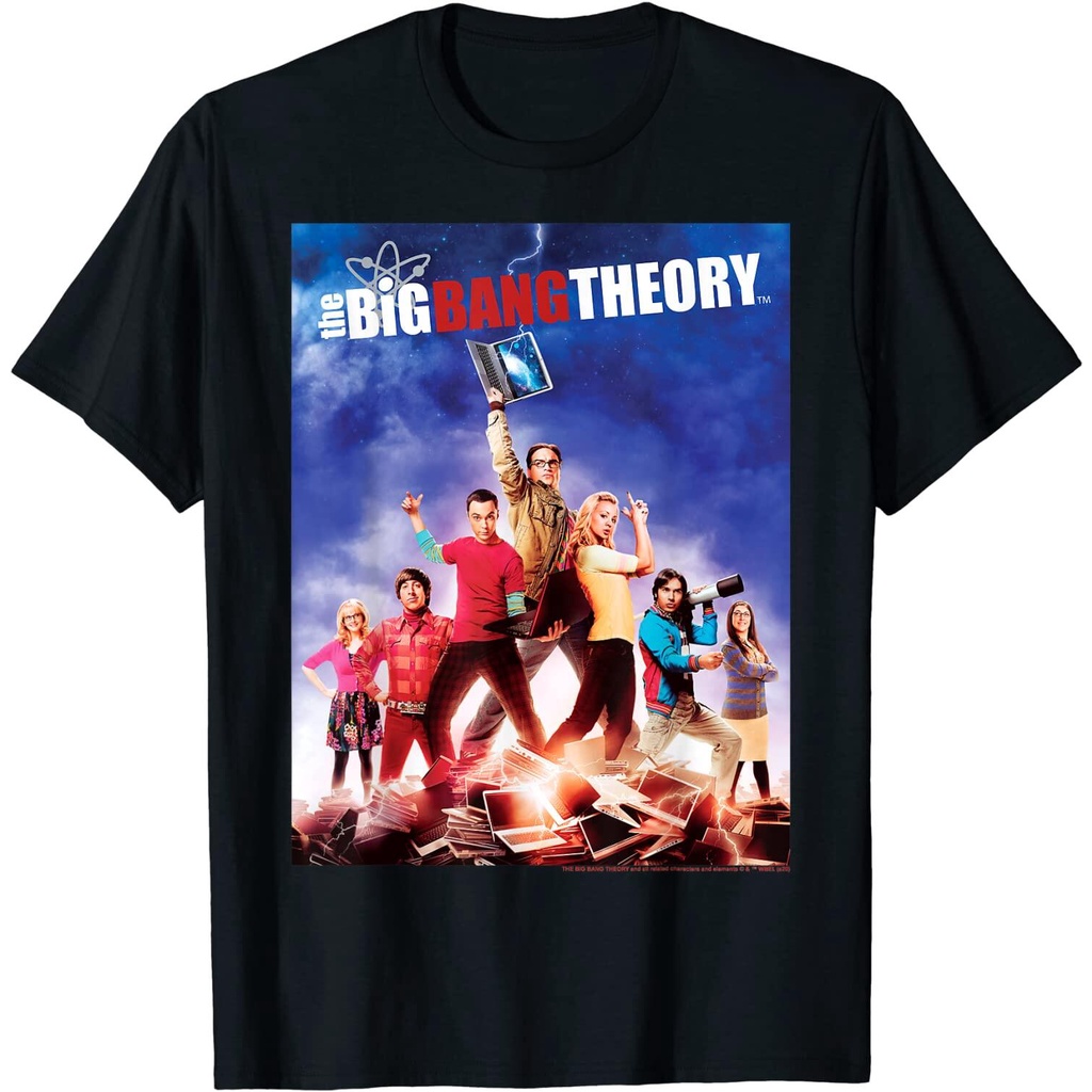 เดอะบิกแบงเธียรี-the-big-bang-theory-group-shot-laptop-poster-t-shirt-t-shirts-เสื้อคอกลม-เสื้อผ