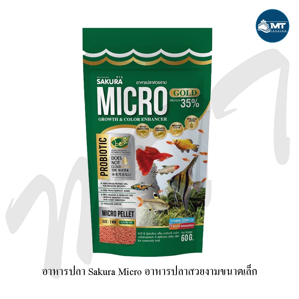 ภาพหน้าปกสินค้าSakura Micro Pellet 60 g. (อาหารปลาสวยงามขนาดเล็ก เม็ดลอยน้ำ)