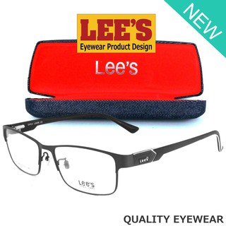Lees แว่นตา รุ่น 50631 C-11 สีเทา กรอบเต็ม ขาสปริง วัสดุ สแตนเลส สตีล (สำหรับตัดเลนส์) กรอบแว่นตา Eyeglasses