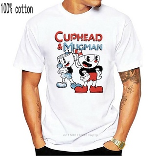เสื้อยืดผ้าฝ้ายพิมพ์ลายCuphead Best Friends Mugman Mens Distressed Graphic Tops Tee T Shirt T-Shirt Digital Printed