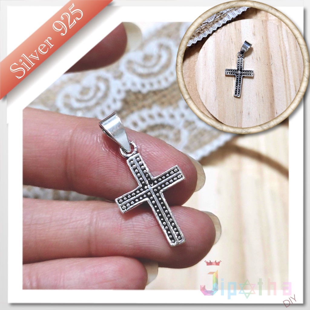 jipatha-diy-จี้เงินแท้-จี้กางเขน-จี้เงิน-silver-925-cross-silver-จี้กางเขนเล็ก-น่ารัก-เงินแท้