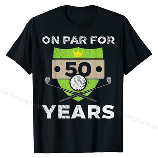 เสื้อยืดวินเทจเสื้อยืดลําลอง ผ้าฝ้าย แขนสั้น พิมพ์ลายนักกอล์ฟ On Par For 50 Years Cool 50th Birthday สําหรับผู้ชายS-3XL