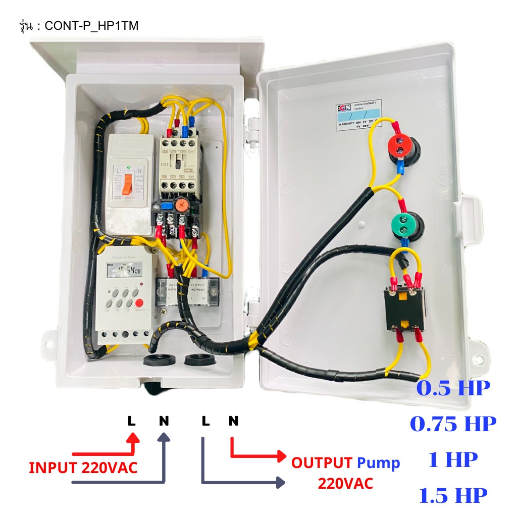 0-5hp-0-75hp-1hp-1-5hp-ตู้คอลโทรล-ตู้ควบคุมมอเตอร์-ปั๊มนำ้-220vac-timer-ตั้งโปรแกรมเปิด-ปิดอัตโนมัติ-auto-on-off