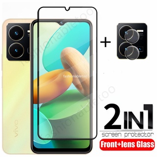 2 in 1 ฟิล์มกระจกนิรภัยกันรอยหน้าจอ สําหรับ Vivo V25 pro V25pro V25E V 25 เลนส์กล้องด้านหลัง ฟิล์มกันรอยด้านหน้า แบบเต็มจอ