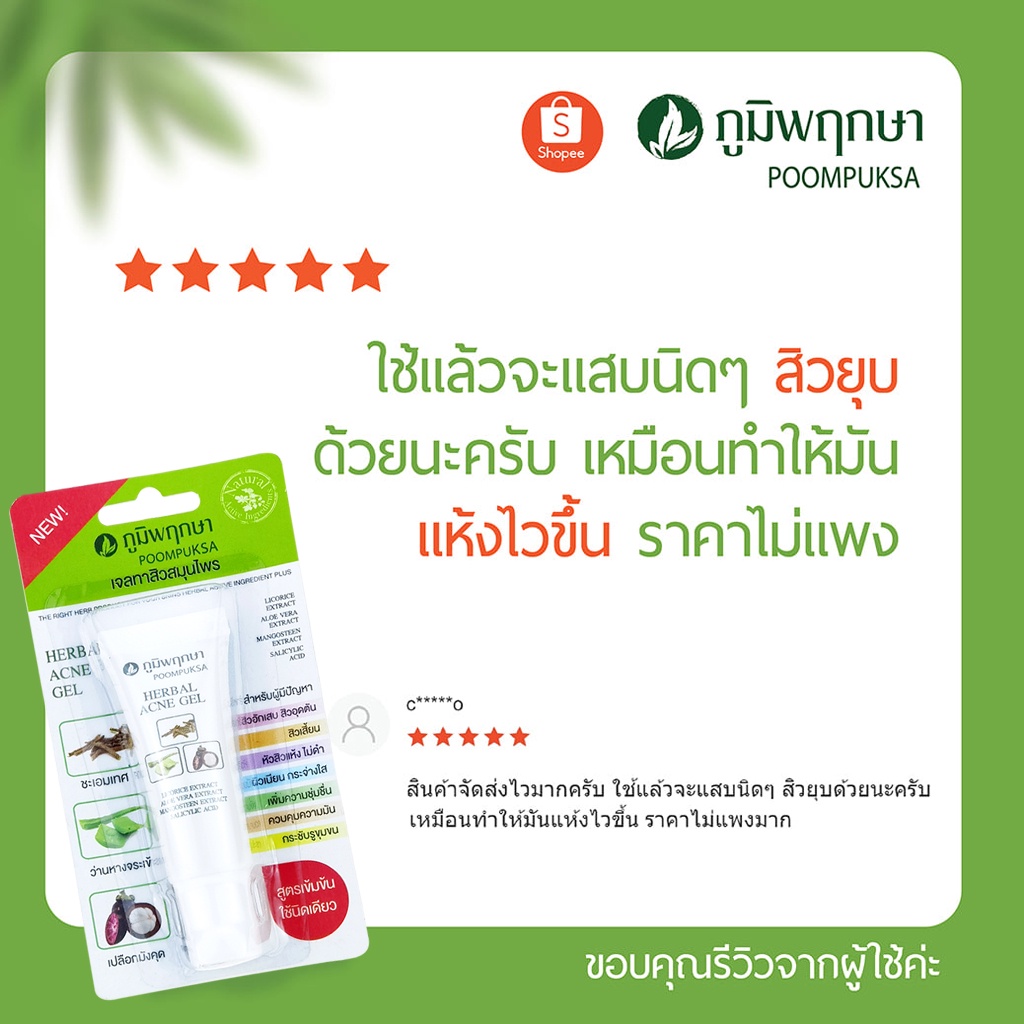 เจลแต้มสิว-เจลทาสิวสมุนไพร-ภูมิพฤกษา-เฮอร์เบอร์-แอคเน่-เจล-poompuksa-herbal-acne-gel-10-g