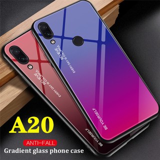 [ส่งจากไทย] Case Samsung Galaxy A20 เคสกระจกสองสี เคสกันกระแทก ขอบนิ่ม เคสกระจกไล่สี สินค้าใหม่