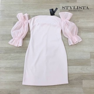 มินิเดรสเกาะอก แขนซีทรูพองๆ ผ้านิ่มไม่คัน TAG :: STYLISTA Code:: ST1149