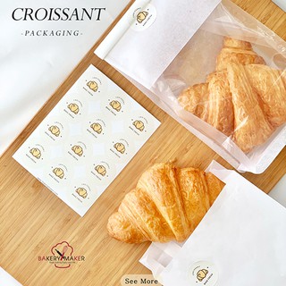 สติกเกอร์ ครัวซองท์ Croissant 48 ดวง / ครัวซอง sticker สติ้กเกอร์ ตกแต่ง สติ๊กเกอร์ ขนมปัง