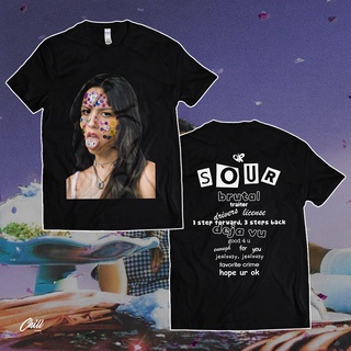 คอลูกเรือเสื้อยืดคอกลมFacebox TEE - OLIVIA RODRIGO เฟซบอกซ์ทีผ้าฝ้ายแท้