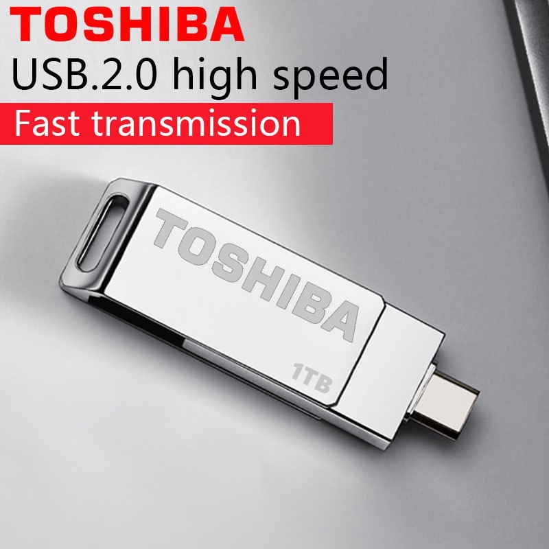 แฟลชไดรฟ์โลหะกันน้ํา-toshiba-1tb-usb-2-0-ตัวแปลง-type-c