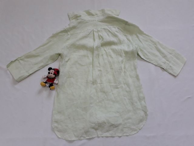 เสื้อคอปกสีเขียวมิ้น-ผ้าลินิน