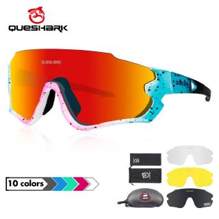 สินค้า Queshark Qe45 แว่นตา กัน UV 400 สำหรับปั่นจักรยาน เลนส์ 4 รูปแบบ