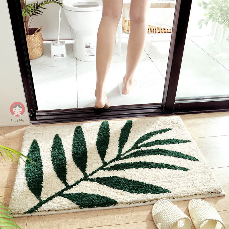 พรม-เสื่อ-ดูดซึมน้ำ-กันลื่น-carpet-floor-mats-water-absorbent-non-slip-thickening-leaves-plant-bathroom-doorway-home-decoration-living-room-bedroom-door-in-mat