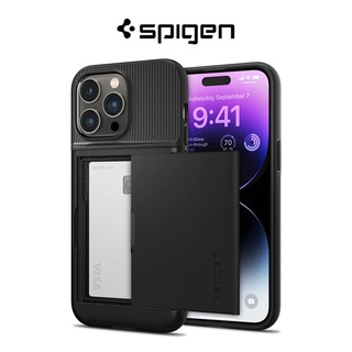 Spigen iPhone 14 Pro Max เคส 6.7 นิ้ว ฝาครอบ บาง เกราะ CS เคสใส่การ์ด และการออกแบบกระเป๋าสตางค์ แบบสองชั้น