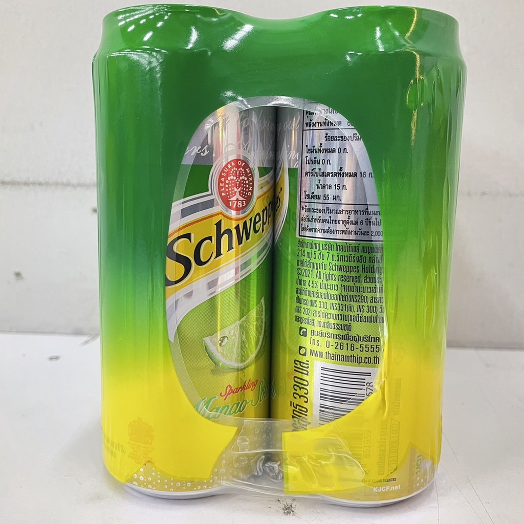 แพ็ค-6-schweppes-soft-drink-lime-sparkling-soda-ชเวปส์-มะนาวโซดา-เครื่องดื่มผสมน้ำรสมะนาว-6-330-มล