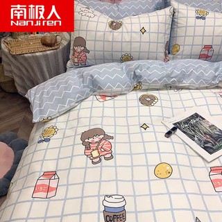 🔥ผ้าปูที่นอน ชุดผ้าปูที่นอน 3.5/5/6ฟุต สาวญี่ปุ่นสไตล์เรียบง่ายหอพักนักเรียนสี่ชิ้นที่เป็นมิตรกับ