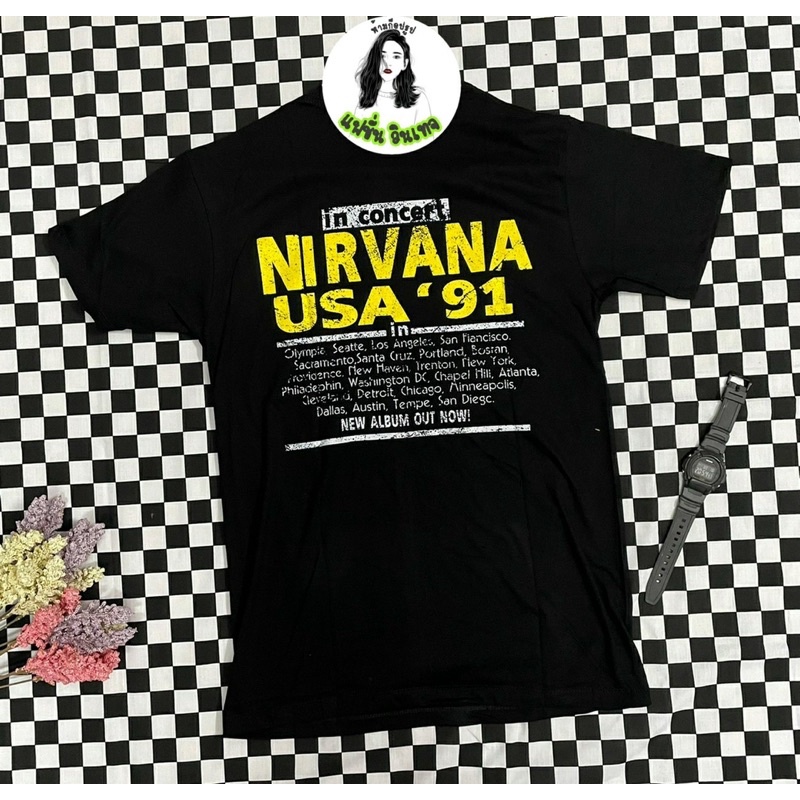 เสื้อยืดวินเทจวง-nirvana-แฟชั่นวินเทจยุค90-ราคาถูก