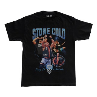 เสื้อยืด แบบหนา พิมพ์ลาย Stone Cold Steve Austin WWE WWF King of Attitude Smackdown สําหรับผู้ชาย
