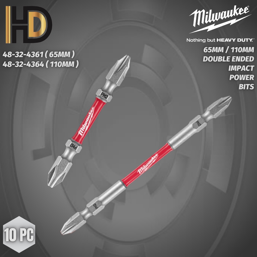 Milwaukee 65MM / 110MM SHOCKWAVE Double Ended Impact Power Bits PH2