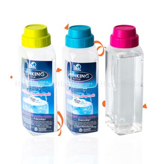 ขวดน้ำ  ใส่น้ำดื่ม กระบอกน้ำ พลาสติก ทรงเหลี่ยม ใส่ตู้เย็น  PET แพค3ขวด   BPAfree