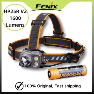 Fenix HP25R V2.0 ไฟหน้าทํางาน แบบชาร์จไฟได้ 1600 ลูเมน ใช้งานได้นานมาก 400 ชั่วโมง รวมแบตเตอรี่ลิเธียมไอออน 5000mAh