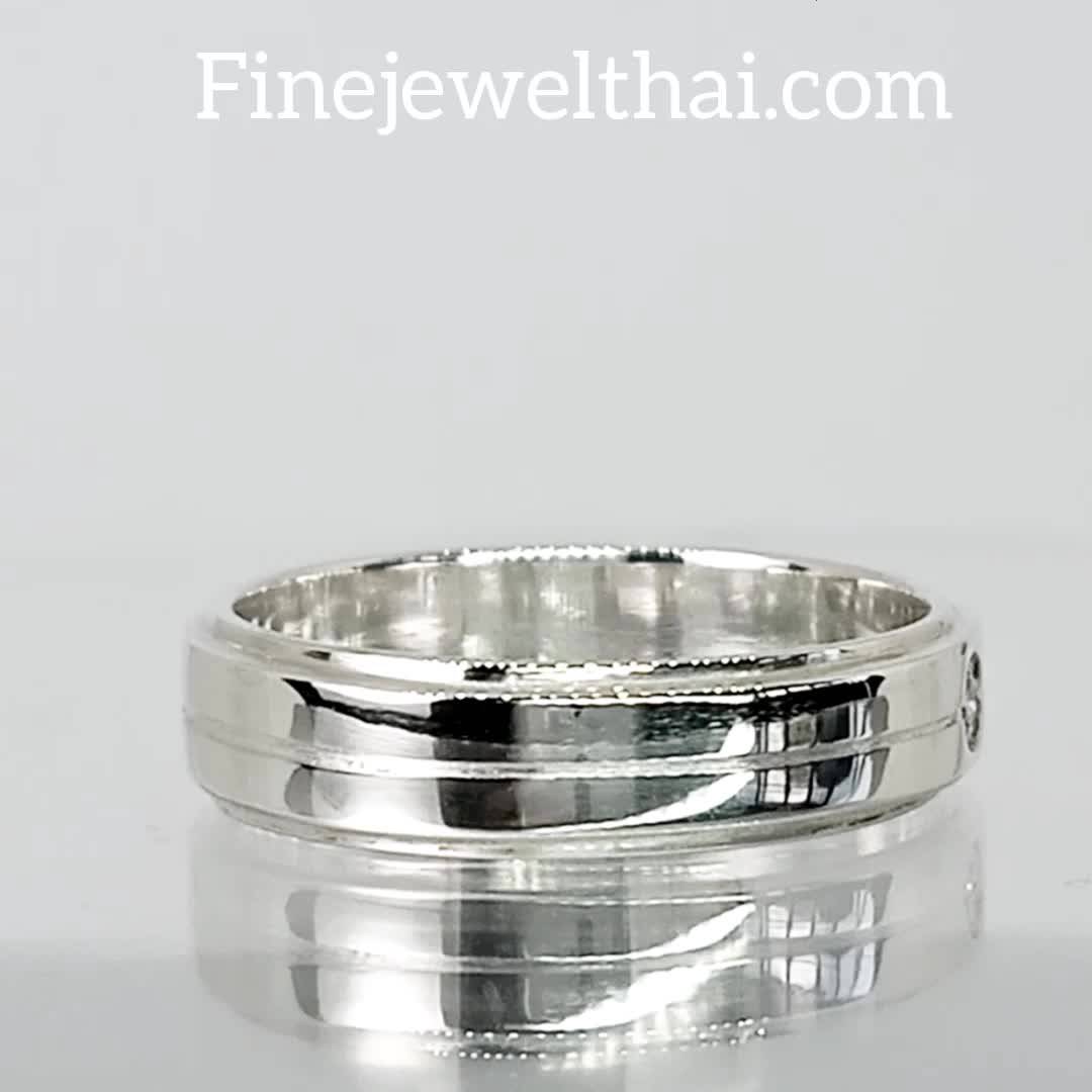 finejewelthai-แหวนเพชร-แหวนเงิน-เพชรแท้-เงินแท้925-แหวนคู่-แหวนหมั้น-แหวนแต่งงาน-couple-diamond-silver-ring-gift-set136