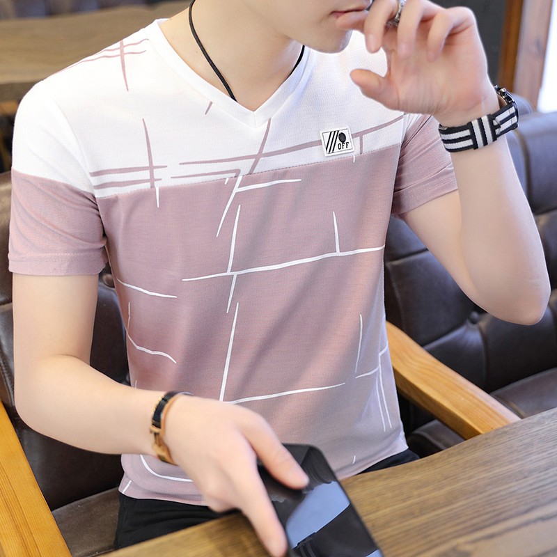 แขนสั้นชายvคอปกtเสื้อยืดแนวโน้มบุคลิกภาพเสื้อผู้ชายความเห็นอกเห็นใจ2021ฤดูร้อนเสื้อผ้าครึ่งแขนใหม่