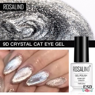 Rosalind สีทาเล็บเจล สีลูกแก้วคริสตัล แคทอาย ใช้ทาหลังทาสี ใช้ได้กับทุกพื้นสี สีชัด เล่นไฟสวย Crystal Cat Eye ขนาด 7 mlฺ