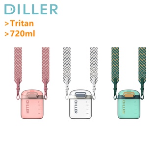 Diller Tritan ขวดน้ํา พร้อมหลอดดูด กันรั่วซึม ไร้ BPA แฟชั่น (720 มล.) D80