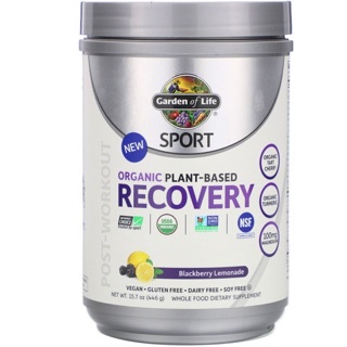 💥PreOrder💥🇺🇸 Garden of Life, Sport, Organic Plant-Based Recovery, Blackberry Lemonade, 15.7 oz (446 g)