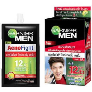 [ยกกล่อง6ซอง]Garnier Men Acno Fight Whitening Serum การ์นิเย่เมน จบเกมสิวใน3วัน แบบซอง ขนาด 7มลX6ซอง