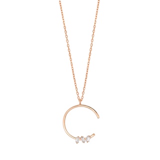 A.CEMI C Baguette Necklace สร้อยคอเงินแท้ ชุบทอง 18K โรสโกลว์