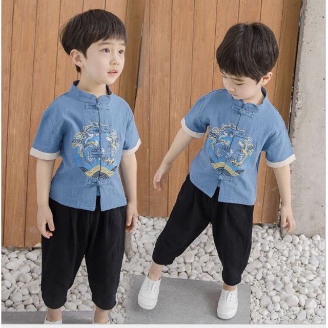 ชุดจีนเด็กชาย-เสื้อ-กางเกง-พร้อมส่งในไทย-มีราคาส่ง