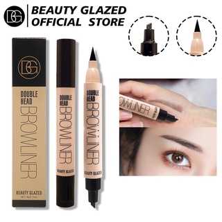 Beauty GLAZED 2 in 1 ดินสอเขียนคิ้ว อายไลเนอร์ กันน้ํา ติดทนนาน 3 สี สําหรับผู้เริ่มต้น COD