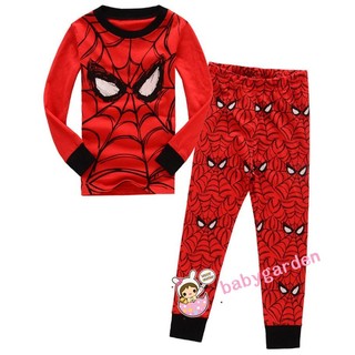 YRA-2pcs เด็กชายเสื้อแขนยาว Spiderman เสื้อ + กางเกง Outfits Pajama ชุด Sleepwear