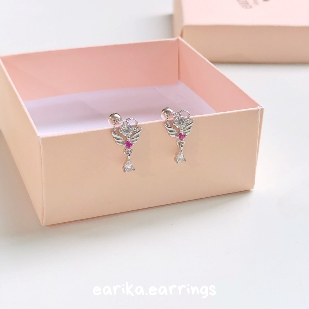 earika-earrings-magenta-angel-wings-piercing-จิวหูเงินแท้ปีกนางฟ้า-ราคาต่อชิ้น-เหมาะสำหรับคนแพ้ง่าย