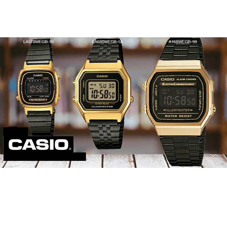 ภาพหน้าปกสินค้า(casio) นาฬิกาข้อมือ กันน้ำ100% ผู้ชายและผู้หญิง รุ่น A168WG-9W นาฬืกา สายเหล็ก ดำทอง นาฬิกาผู้หญิงผู้ชาย RC610