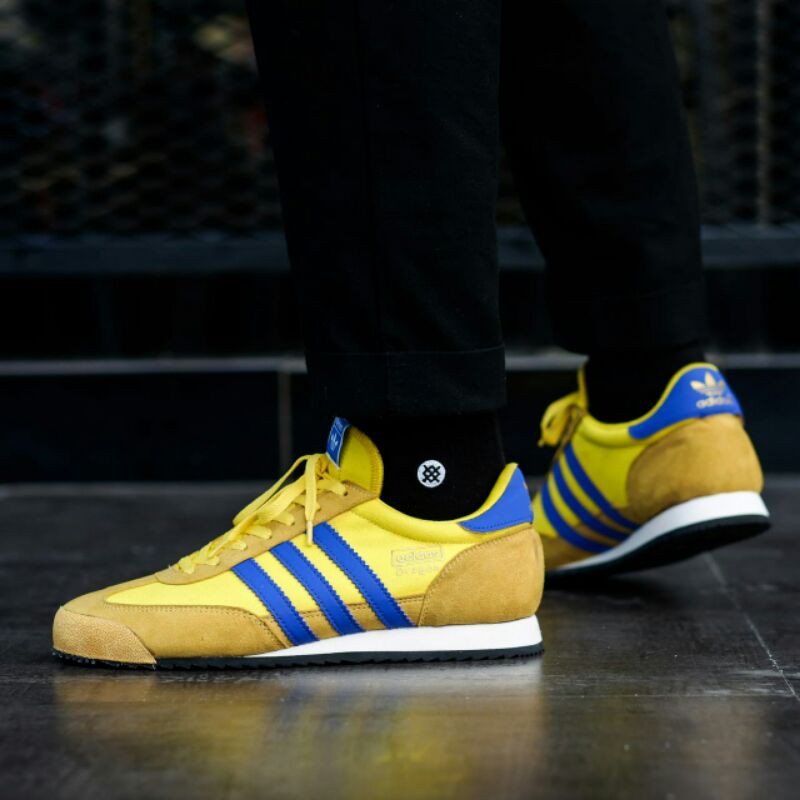 รองเท้าผ้าใบ-adidas-dragon-สีเหลืองสีฟ้า