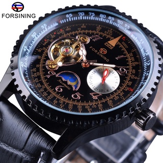 Forsining Tourbillion Moonphase Design Genuine Leather Strap Men Automatic Watches The Best Luxury Brand Mechanical Watc