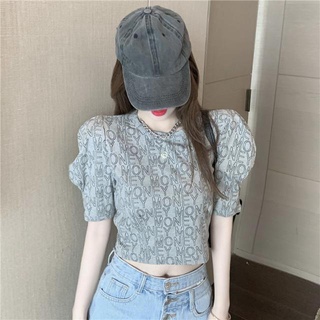 [Follow Store Instantly Reduce 30] Zeng เสื้อยืดแขนพัฟ ผ้าฝ้าย แขนสั้น เปิดไหล่ ทรงสลิมฟิต สไตล์ฝรั่งเศส แฟชั่นฤดูร้อน สําหรับผู้หญิง