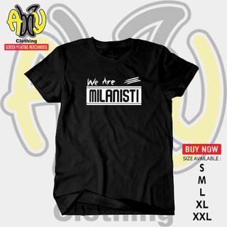 Fanatic MILANISTI เสื้อยืด แขนสั้น ผ้าฝ้าย พิมพ์ลาย สีดํา ขาว น้ําเงิน ไซซ์ S M L XL XXL 30sสามารถปรับแต่งได้