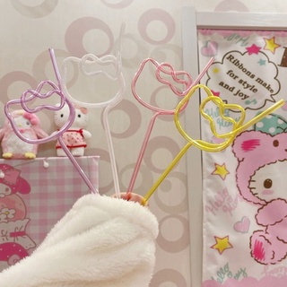 หลอดดูดน้ํา PVC ลายการ์ตูน Hello Kitty ใช้ซ้ําได้ เหมาะกับฤดูร้อน