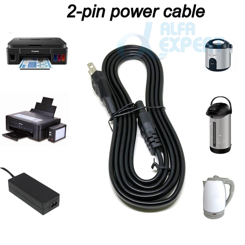 สายไฟ-ac-แบบ-2-รู-power-cable-extension-cord-ac-power-supply-adapter-cord-flat-cable-connectors-2pin-2-prong-1-8m