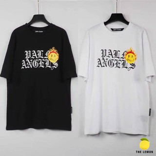 เสื้อยืดอินเทรนด์ผู้ชายอินเทรนด์ผู้หญิง【Lemon】เสื้อยืด Palm angels ภาษาสันสกฤต ใส่ได้ทั้งชายและหญิง [Limited Edition]S-3