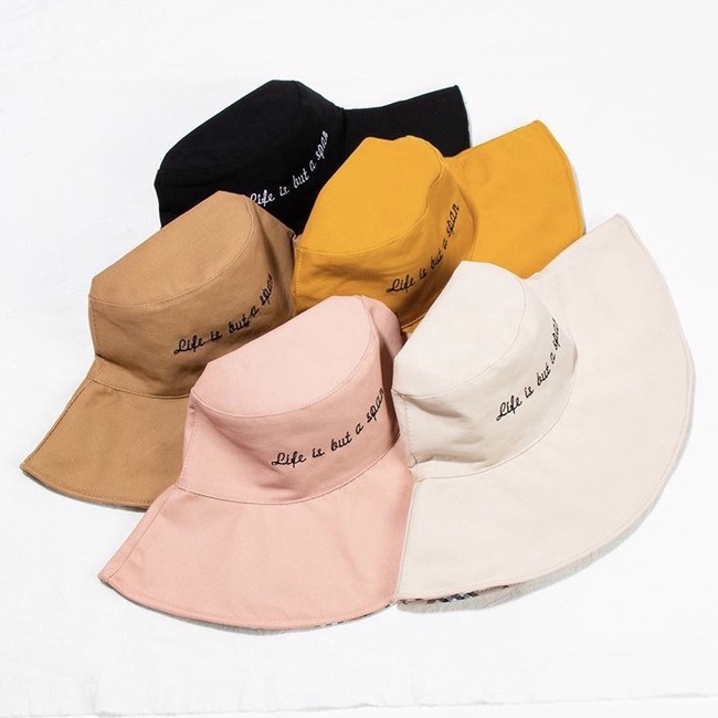 หมวกผ้า-หมวกbucket-ปีกกว้างกันแดดได้ดี-มีเชือกรัดคางพร้อมส่งจากไทย-d029