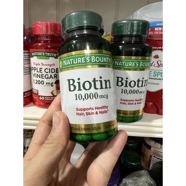 ภาพสินค้าExp:8/25 Nature's Bounty Biotin 10,000 mcg Softgels บำรุงสุขภาพผม ผิวหนัง และเล็บ* (ขวดเขียว) จากร้าน aey89.shop_usa บน Shopee ภาพที่ 3