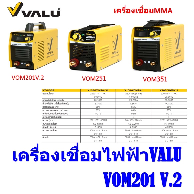 เครื่องเชื่อมไฟฟ้า-อินเวอร์เตอร์-mma-valu-vom-series-กระแสไฟฟ้า-160a-200a-300a