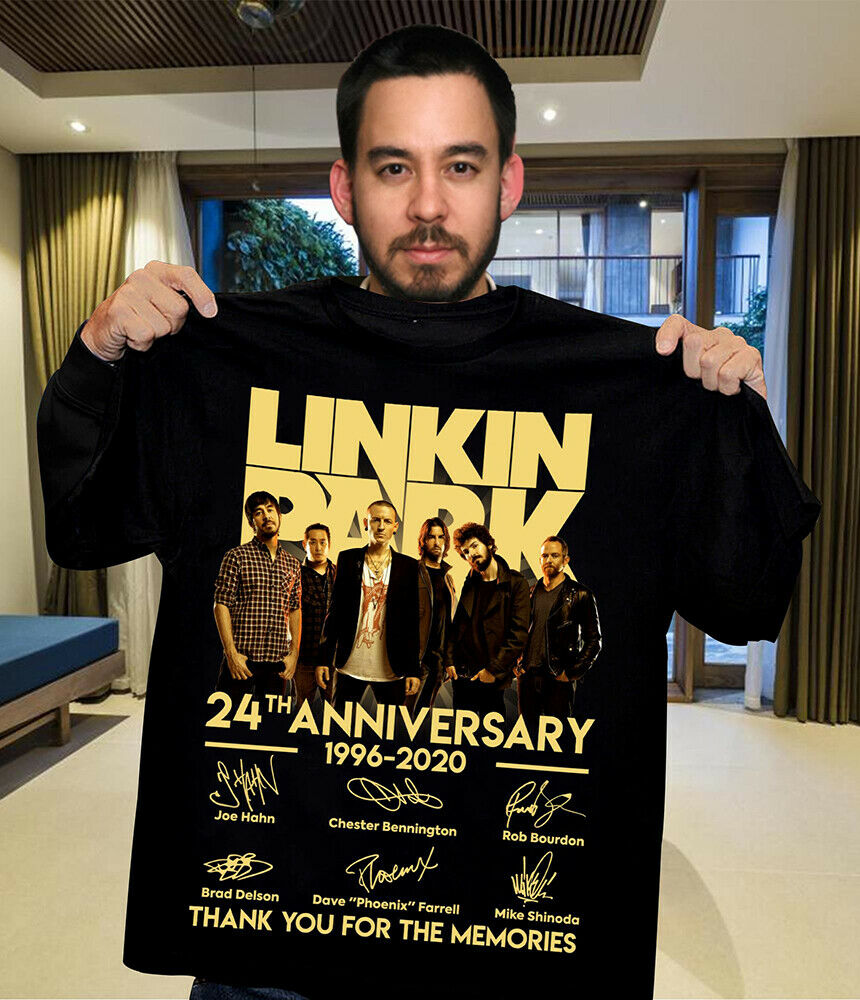 เสื้อยืดอินเทรนด์ผู้ชายอินเทรนด์ผู้หญิงlinkin-park-rock-band-24th-anniversary-1996-2020-signature-t-shirt-size-m-3xl-dwg